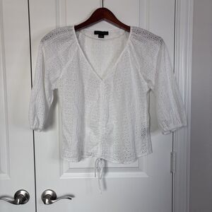 Sanctuary White Eyelet womens blouse Size: M cottagecore romantic